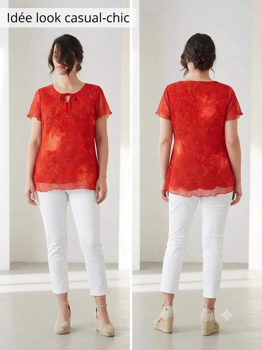 ❤️ Textured red Celaia voile tunic – Size 40 – photo 7